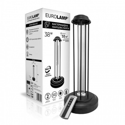 Лампа EUROLAMP бактерицидна безозонова на металевій підставці 38W black, Eurolamp, UVMB-38(black)