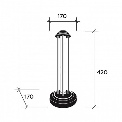 Лампа EUROLAMP бактерицидна безозонова на металевій підставці 38W black, Eurolamp, UVMB-38(black)