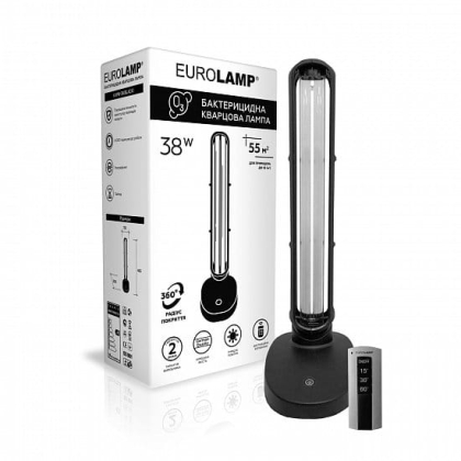 Лампа EUROLAMP бактерицидна безозонова на підставці пластик 38W black, Eurolamp, UVPB-38(black)