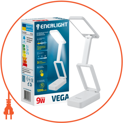 Світильник настільний світлодіодний з акумулятором ENERLIGHT VEGA 9Вт 3000-6000K Біла, Enerlight, VEGA9SMD45MW