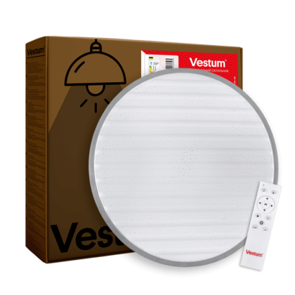 GRILL зоряне небо 60W 375*60мм 3000К-6500К з ДК срібло, Vestum, VS-91023