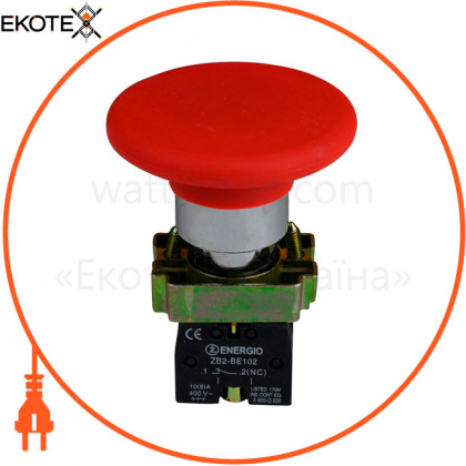 Кнопка ENERGIO XB2-BR42 Грибок 60мм красная NC