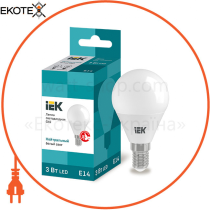 Лампа світлодіодна G45 шар 3Вт 230В 4000К E14 IEK, IEK, LLE-G45-3-230-40-E14