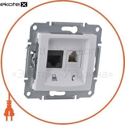 Sedna Розетка телефон+PCRJ11 + RJ45 cat.5e UTP без рамки, білий, Schneider, SDN5100121