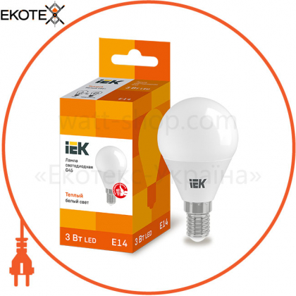 Лампа світлодіодна G45 шар 3Вт 230В 3000К E14 IEK, IEK, LLE-G45-3-230-30-E14