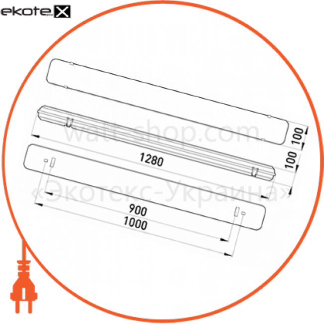 Enext l001034 светильник люминесцентный с призматическим плафоном e.lum.cpw.1.40.new 1х40w ip65 (новый дизайн)