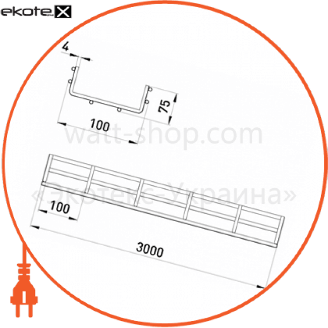 Enext ATK-10-44 лоток проволочный 100х75 4.0 мм, длина 3 м