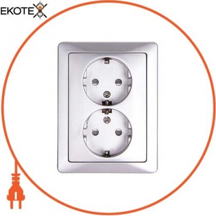 Enext ins0040106 комплект e.lux.1232l.2gz.aluminium розетки двойной с з / к shuko, алюминий