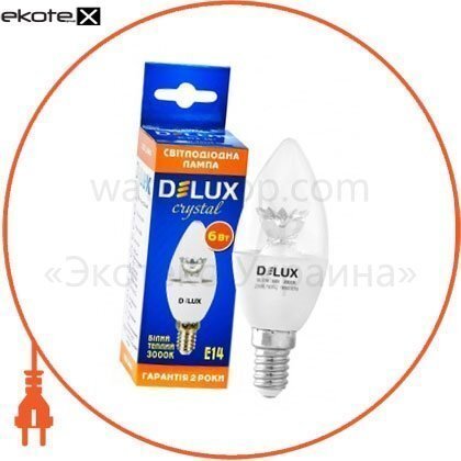 Delux 90011800 лампа светодиодная bl37b 6 вт 4000k 220в e14 crystal белый