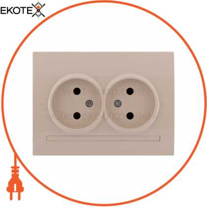 Розетка подвійна б/з - FireProof Бакеліт 702-0303-128B Колір Крем / Крем 250V 16A~, Lezard, 702-0303-128B