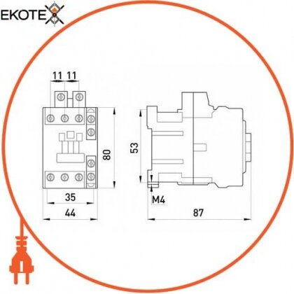 Enext i.0090072 контактор e.industrial.ukc.9.42, 9a, 42в, 1no+1nc