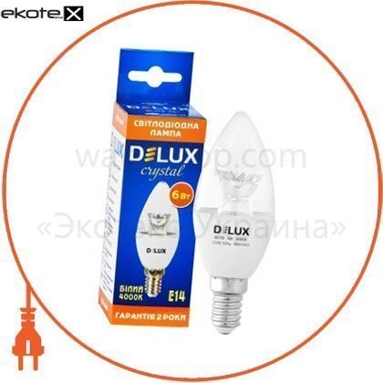 Delux 90011773 лампа светодиодная bl37b 6 вт 3000k 220в e14 теплый белый crystal
