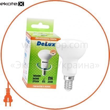 лампа світлодіодна DELUX FC1 6 Вт R50 2700K 220В E14 теплий білий, Delux, 90001321