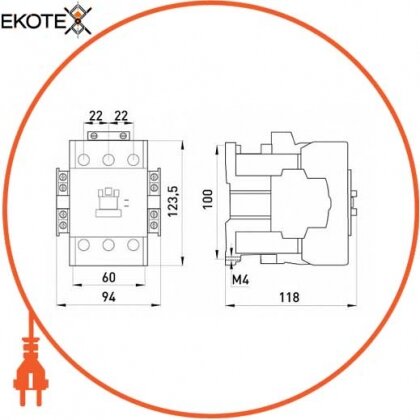 Контактор e.industrial.ukc.65.24, 65А, 24В, 3P, 1no+1nc, Enext, i.0090036