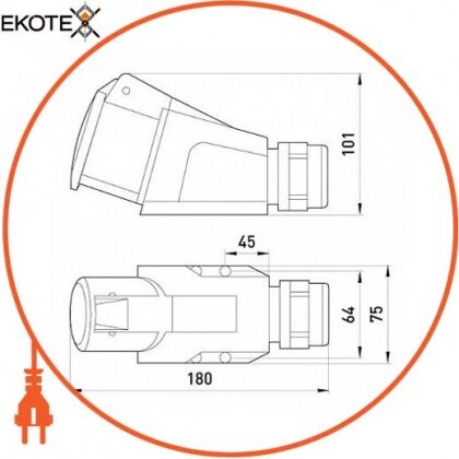 Силова розетка стаціонарна 3Р + N + Z, 400В, 16А, IP44, Enext, 445