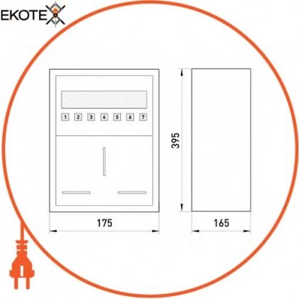Enext RU-1-P Z шкаф распределительный e. mbox. ru-1-p-z металлический навесной, под 1-ф. счетчик,6 мод., с замком, 395х175х165 мм