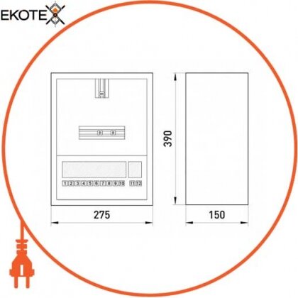 Enext s0100007 корпус e.mbox.stand.n.f1.12.z металлический, под 1-ф. счетчик, 12 мод., навесной, с замком