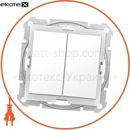 Sedna Перемикач 1 полюсний для 2 ланцюгів 10AX, IP44 без рамки білий, Schneider, SDN0300421