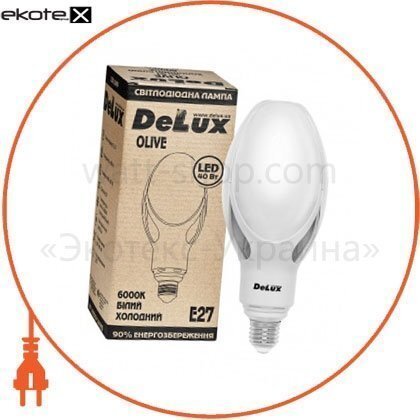 Delux 90011618 лампа светодиодная olive 40вт e27 6000k