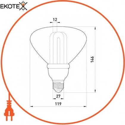 Enext l0350004 лампа энергосберегающая e.save.par38.e27.20.2700, тип par38, цоколь е27, 20w, 2700 к