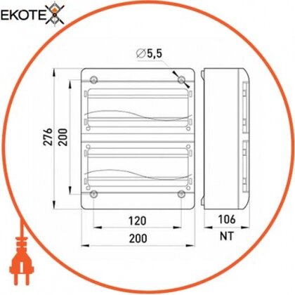 Корпус пластиковий навісний (NT) 26-модульний, дворядний, IP 40, Enext, 6664-126