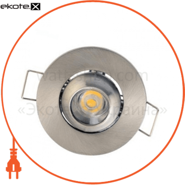 Світильник врізний поворотн. коло,корпус метал d-51mm ip 20 POWER LED 1W 2700K/6400K 70Lm, колір - мат.хром/хром (220-240v), Horoz Electric, 016-028-0001