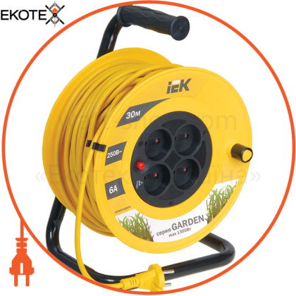 Котушка УК30 з термозахистом 4 місця 2P/30м 2х0,75мм2 GARDEN IEK, IEK, WKP23-06-04-30