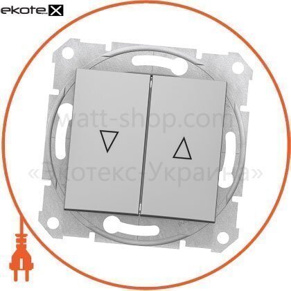 Sedna - Перемикач для жалюзі з 10AX електричним замком, без рамки алюмінієвий, Schneider, SDN1300360