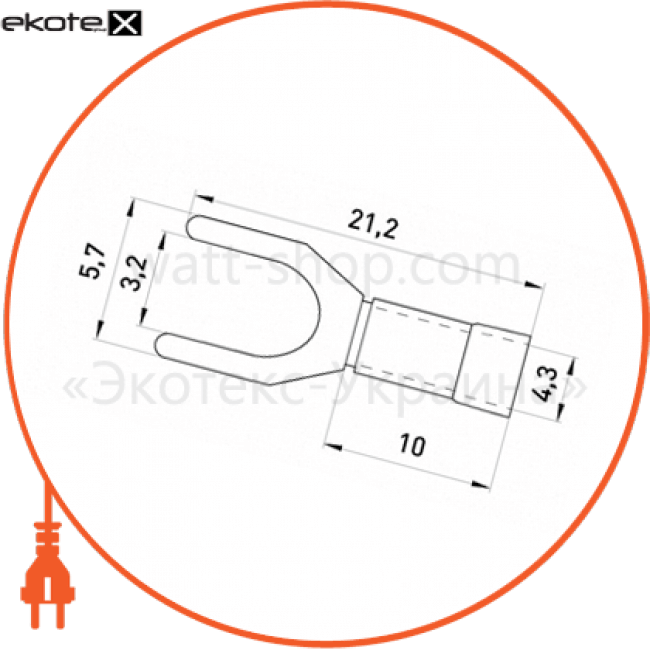 Enext s2036001 изолированный наконечник вилочный e.terminal.stand.sv.1,25.3,2.red 0.5-1.5 кв. мм, красный