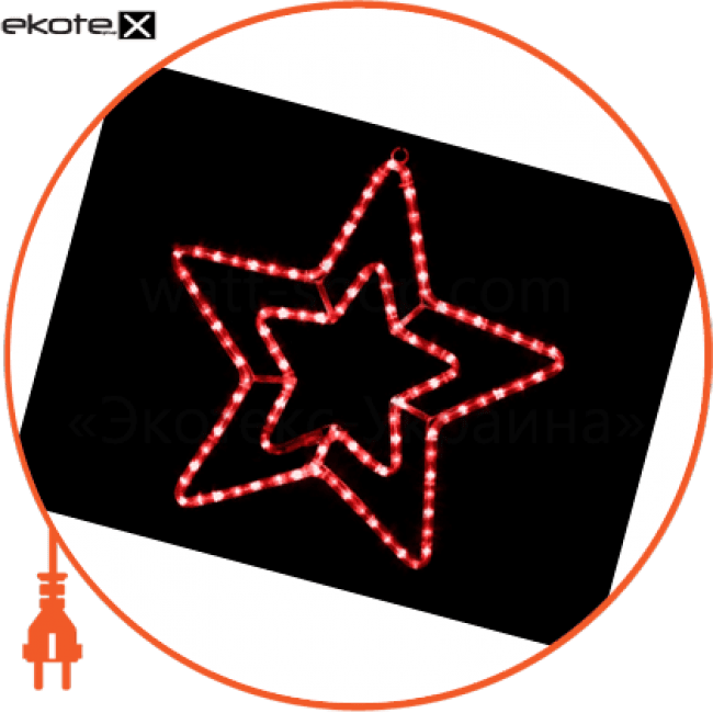 Гірлянда зовнішня MOTIF Star червона прозорий дріт, Delux, 10008293