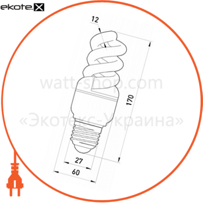 Лампа енергозберігаюча e.save.screw.E27.30.4200, тип screw, патрон Е27, 30W, 4200 К, Enext, l0260012