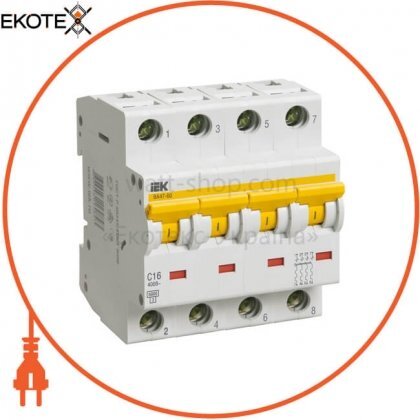 Авт. викл. ВА 47-60 4Р 50А 6 кА х-ка C IEK, IEK, MVA41-4-050-C