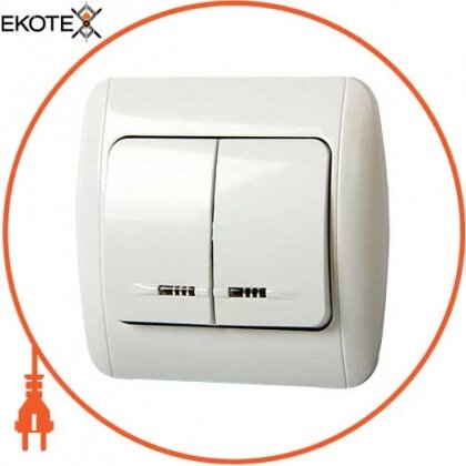 Enext s035020 выключатель e.install.stand.812l двухклавишный с подсветкой с рамкой