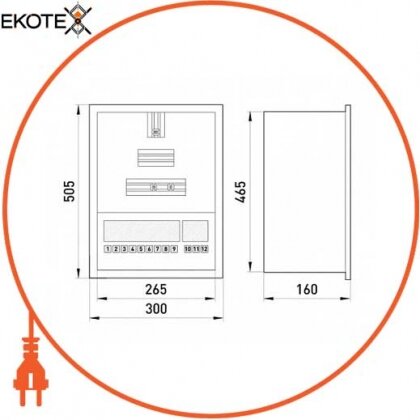 Enext s0100010 корпус e.mbox.stand.w.f3.12.z металлический, под 3-ф. счетчик, 12 мод., встраиваемый, с замком