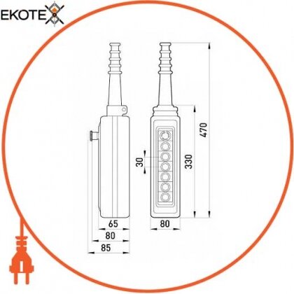 Тельферный пост e.cs.stand.xac.a.6813, шестикнопочный, Enext, s007014