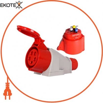 Силова розетка стаціонарна 3Р+N+Z, 400В, 32А, IP44 безгвинтова, Enext, 127S