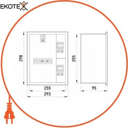 Enext s0100064 корпус e.mbox.stand.w.f1.04.z.e металлический, под 1-ф. электронный счетчик, 4 мод., встраиваемый, с замком
