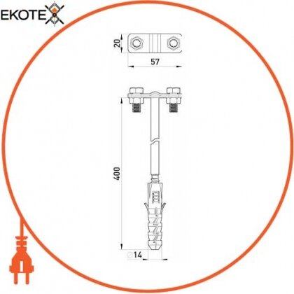 Enext z0020137 держатель прута на стене dr 8-10 (l=400)