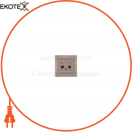Розетка комп'ютер+телефон 701-0303-143 Колір Крем / Крем RJ45 CAT5 +RJ11 роз'єм, Lezard, 701-0303-143