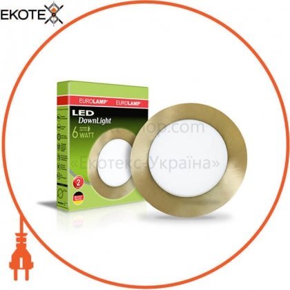 Світлодіодний EUROLAMP LED Світильник круглий точковий 6W 4000K(golden), Eurolamp, LED-DLR-6/4(golden)
