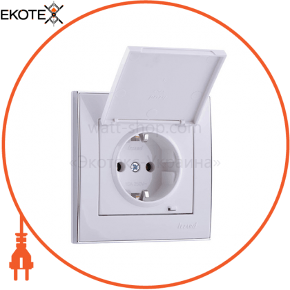 Розетка з/з з кришкою - FireProof Бакеліт 703-0225-123B Колір Білий/Хром 250V 16A~, Lezard, 703-0225-123B