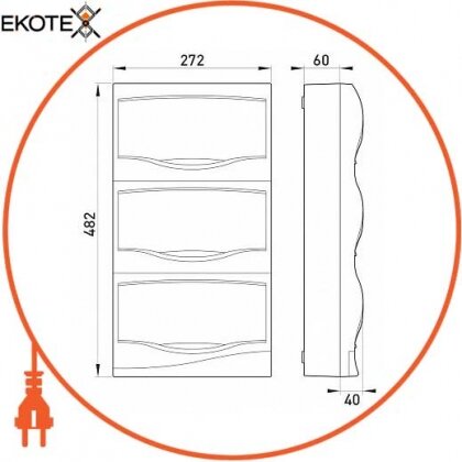 Enext s0290012 корпус пластиковый 36-модульный e.plbox.stand.n.36m, навесной