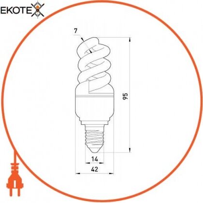 Enext l0260021 лампа энергосберегающая e.save.screw.e14.9.4200.t2, тип screw, патрон е14, 9w, 4200 к, колба т2