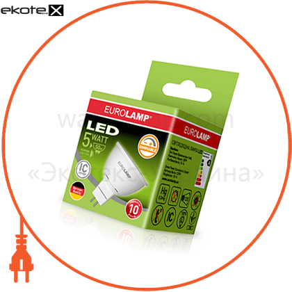 Eurolamp LED-SMD-05534(E)dim eurolamp led лампа еко серія &quot;е&quot; dimmable mr16 5w gu5.3 4000k (50)