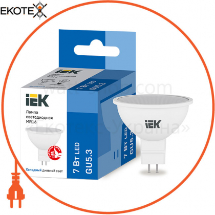 Лампа світлодіодна MR16 софіт 7Вт 230В 6500К GU5.3 IEK, IEK, LLE-MR16-7-230-65-GU5