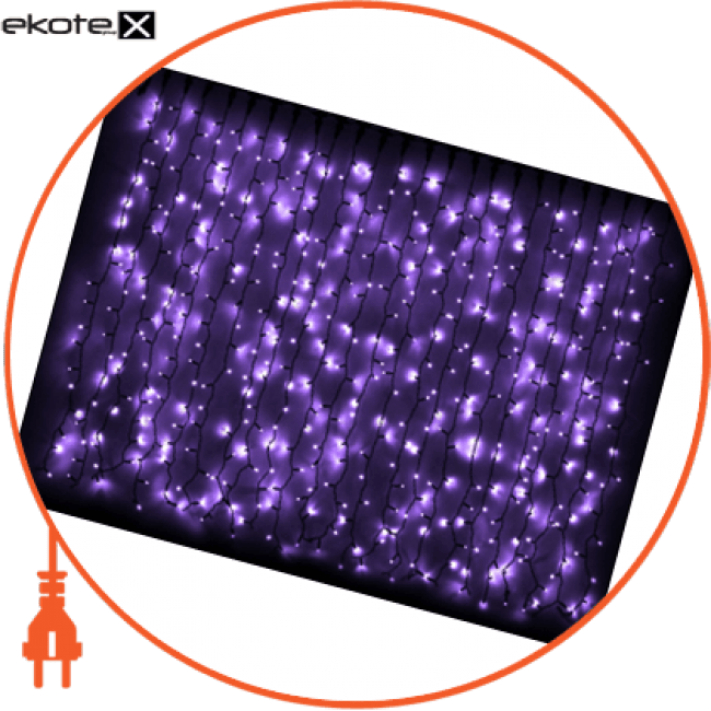Delux 10090092 гирлянда внешняя curtain фиолетовая проволока черный 2x1,5 м
