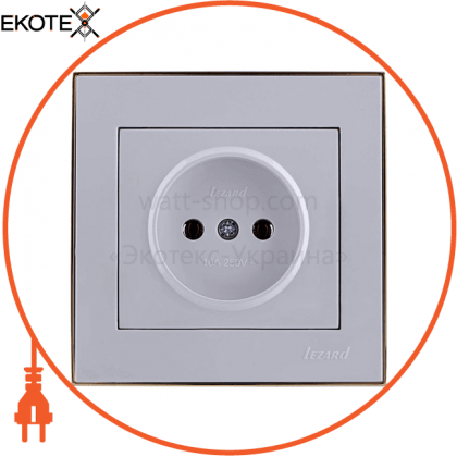 Розетка б/з - FireProof Бакеліт 703-0226-121B Колір Білий /Золото 250V 16A~, Lezard, 703-0226-121B