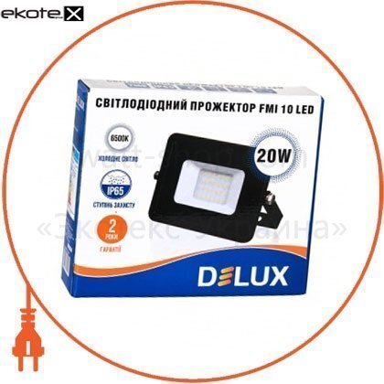 Delux 90008734 прожектор светодиодный fmi 10 led 20вт 6500k ip65