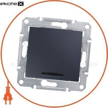 Sedna Перемикач 2 полюсний 16AX світловий індикатор, без рамки графіт, Schneider, SDN0201270