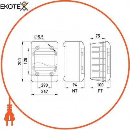 Enext 6665-218 корпус пластиковый, навесной (nt) 18-модульный, однорядный, ip 55